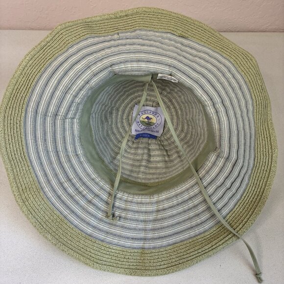 Wallaroo Ginger Sun Hat Pale Green Cream Wide Brim Adjustable Packable Summer - Picture 6 of 11